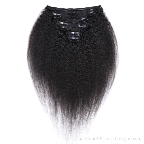 SPARK 100% Russian Human Remy Hair Clip ins Wholesale Invisible Seamless Clip in Hair Extension Human Hair
